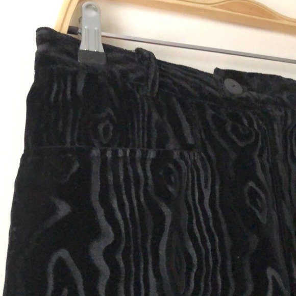 Le Chateau Vintage Devoré Velvet Burnout Wood Grain Pattern Black Pants - 11 - Picture 3 of 10